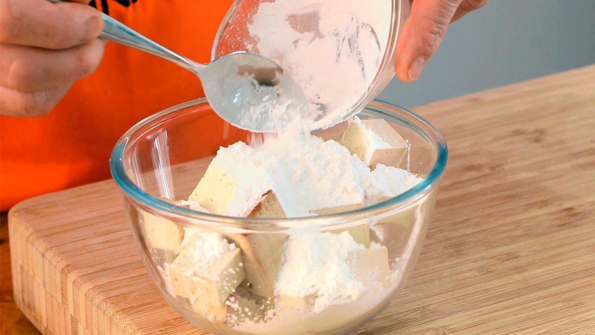 Receta de tofu con salsa de miel y soja  paso 1