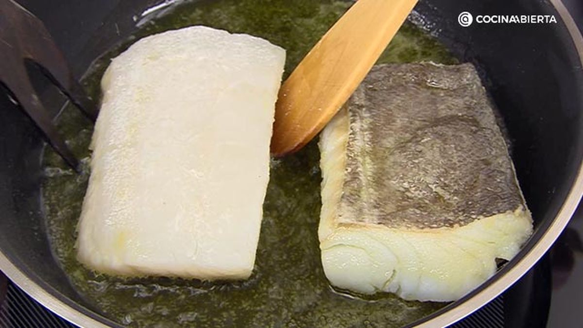 receta bacalao gratinado guisantes ka paso 2