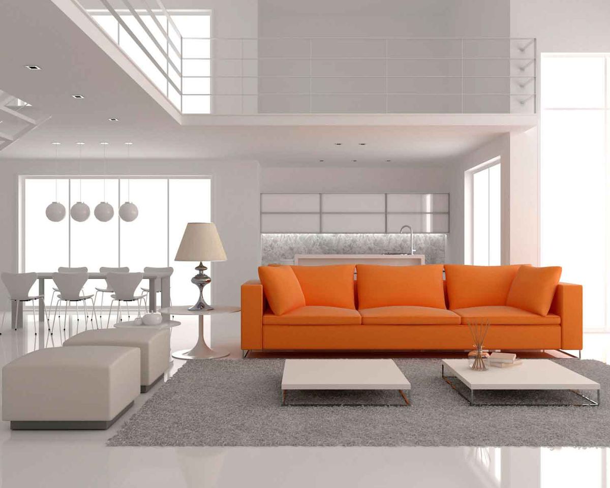Combinar un sofá naranja en un salón 5
