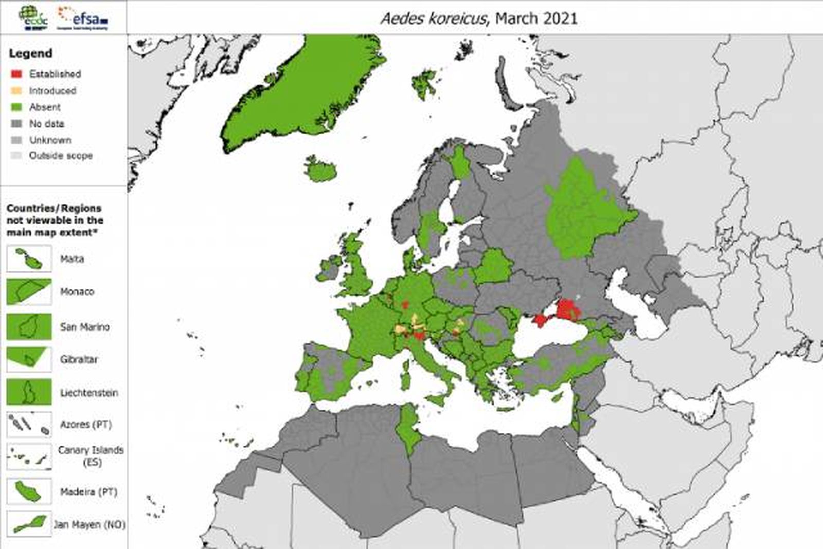 mapa distribucion en europa mosquito Corea Aedes koreicus mapa distribucion en europa mosquito Corea Aedes koreicus
