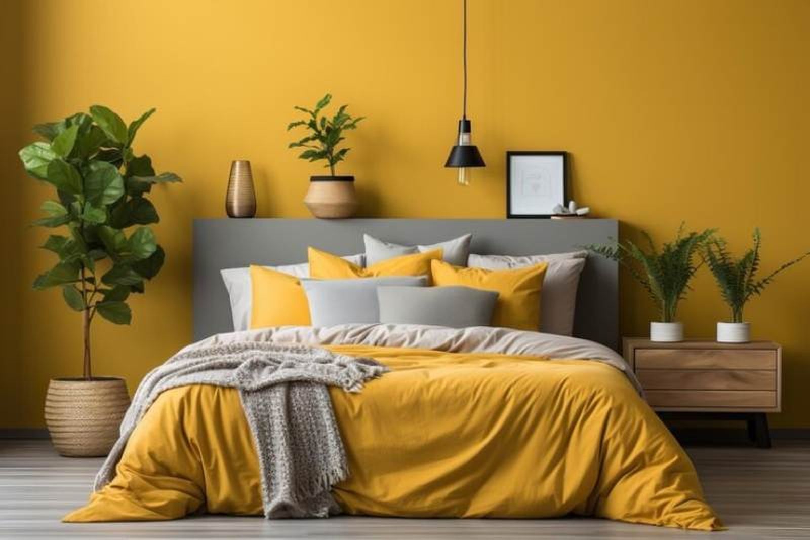 Dormitorio de adulto en color amarillo