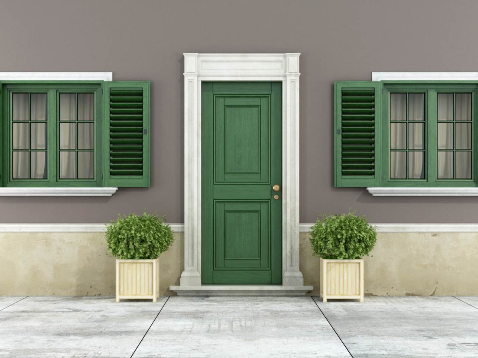 Puerta verde de la entrada de una casa. Puerta verde de la entrada de una casa.
