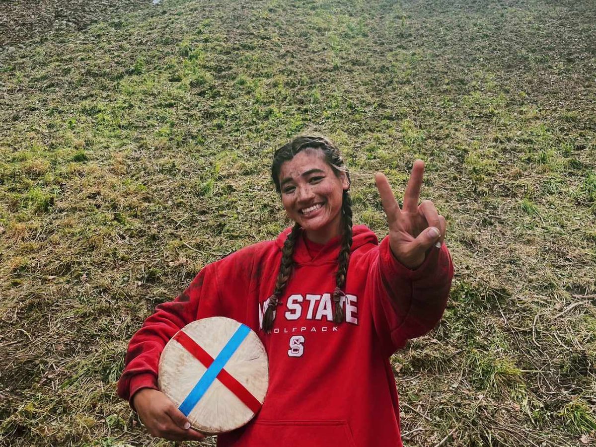 Abby Lampe viajó de Carolina del Norte para participar en la carrera del queso