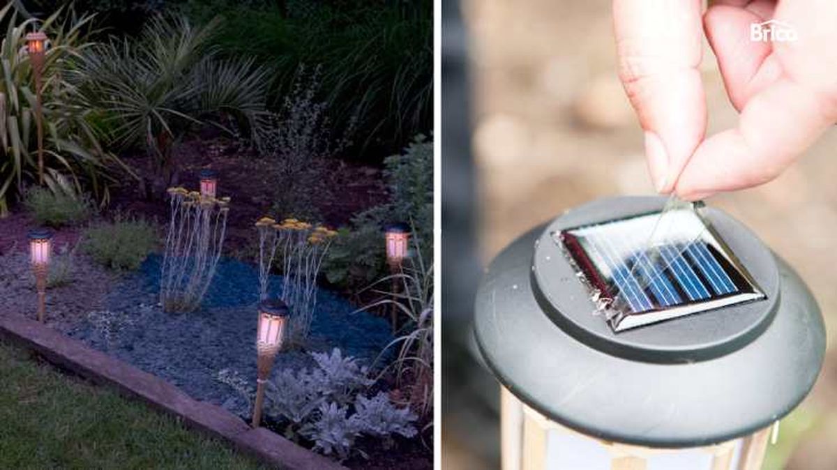 Balizas solares en jardín