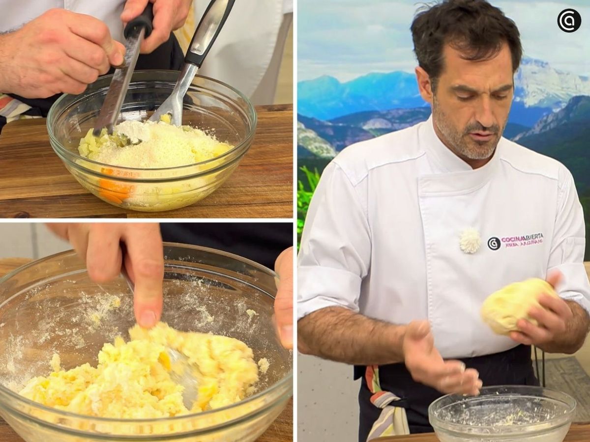 Integra los ingredientes para elaborar la masa de los ñoquis