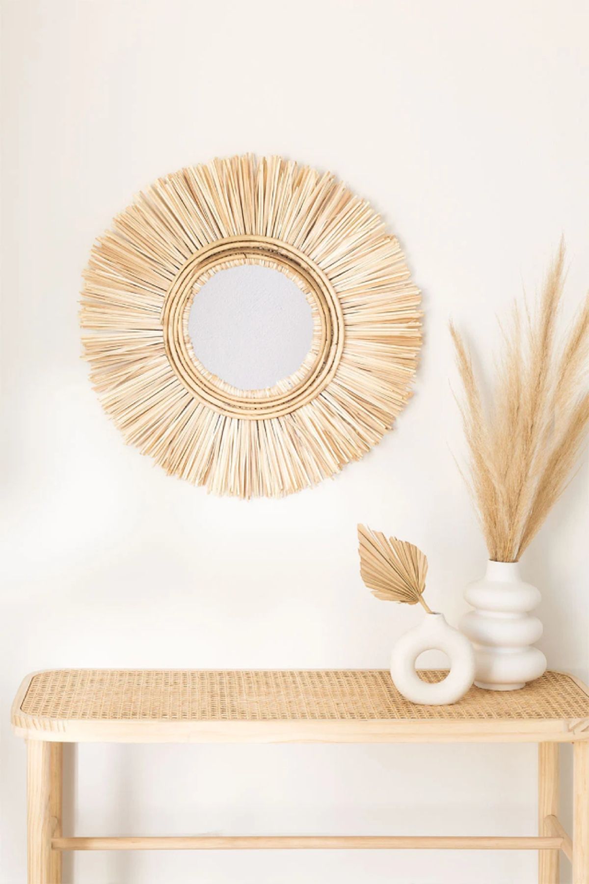 Espejo de Pared Redondo en Ratán Cloris