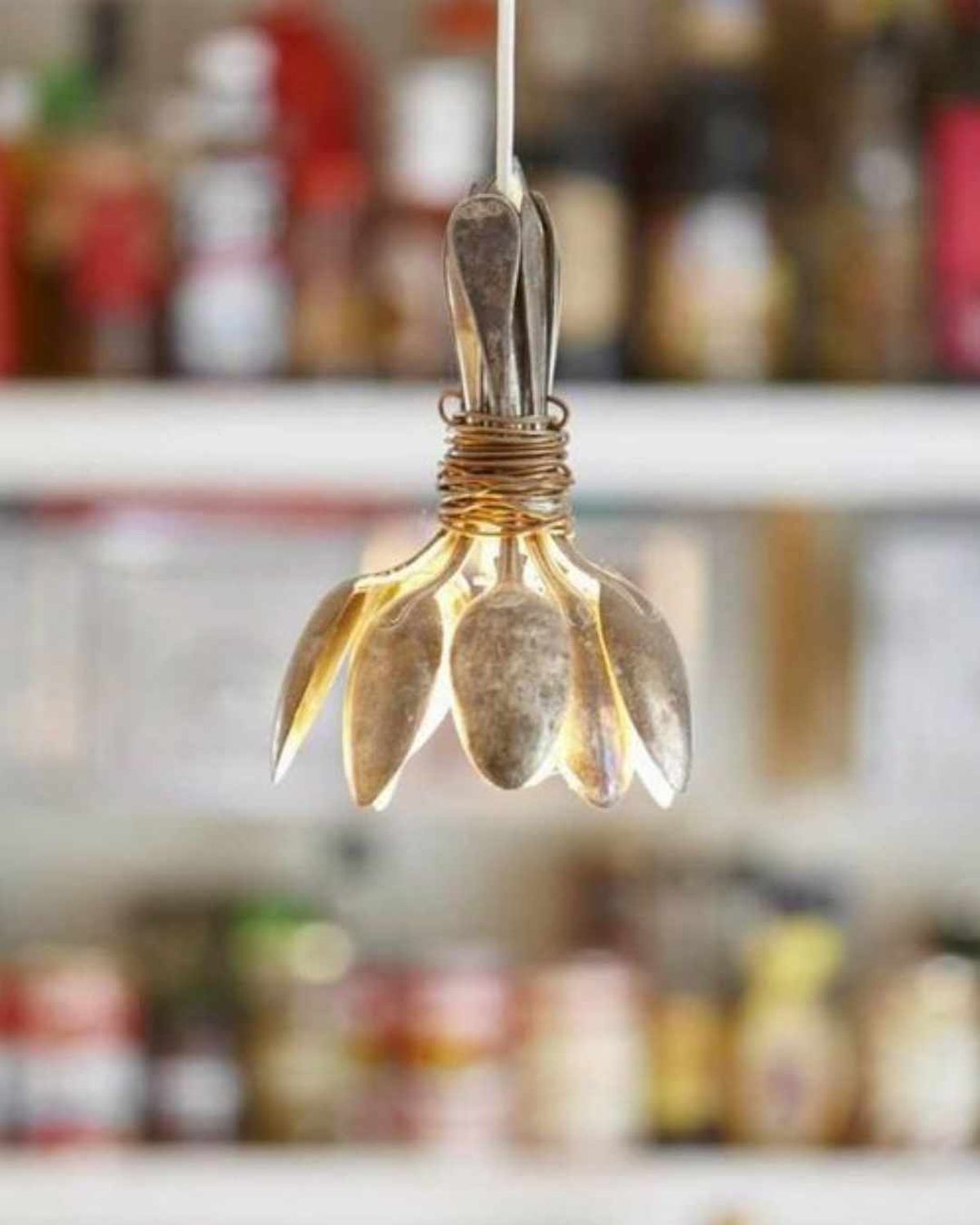 ideas reutilizar cucharas lamparas