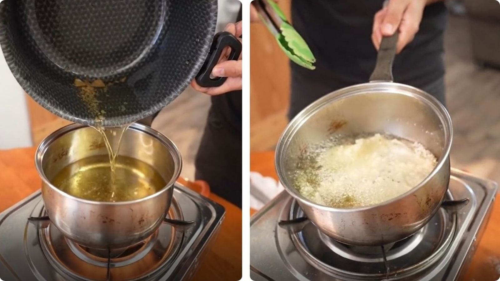 Proceso para clarificar aceite usado con almidón de maíz.