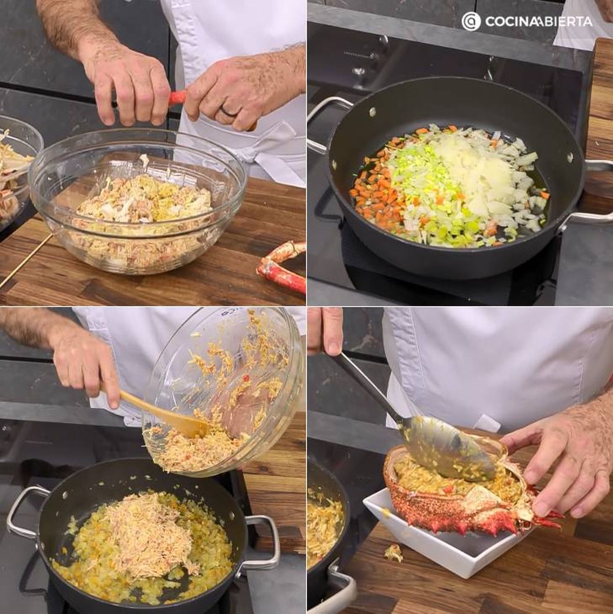 centollo relleno pasos