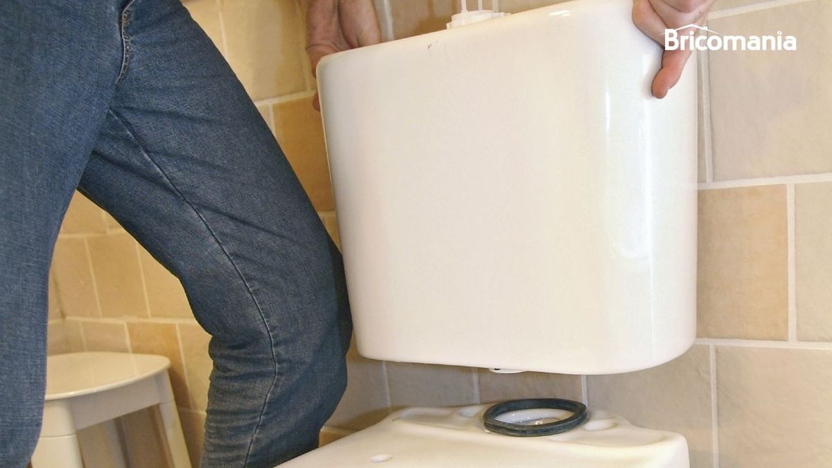 Kristian Pielhoff quitando un inodoro