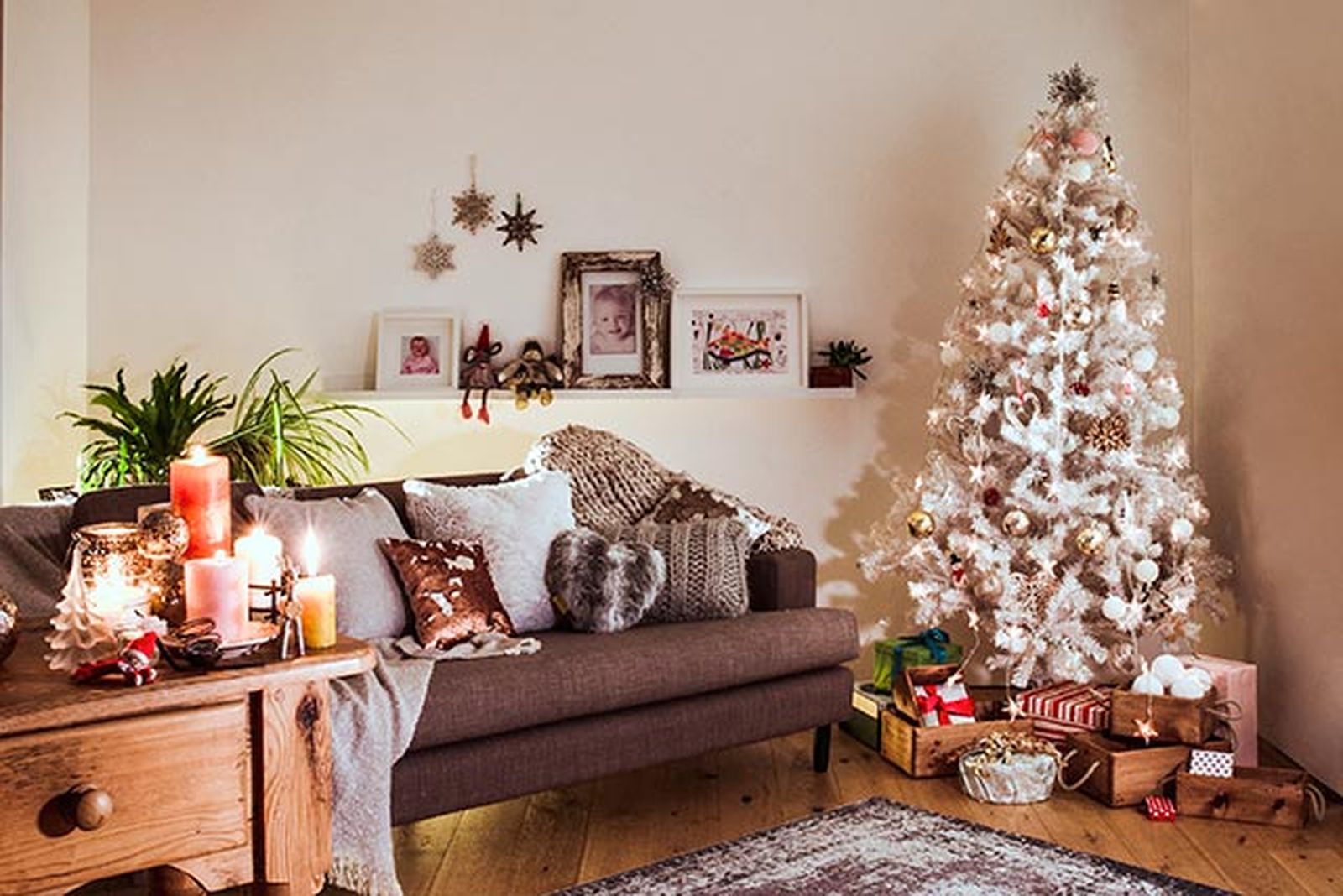 como decorar arbol navidad blanco adornos dorados