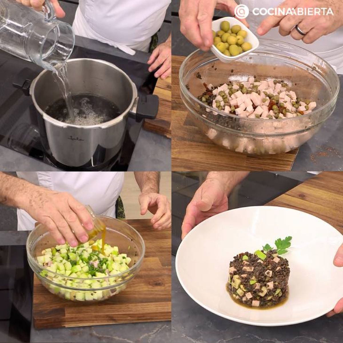 ensalada de lentejas caviar receta pasos