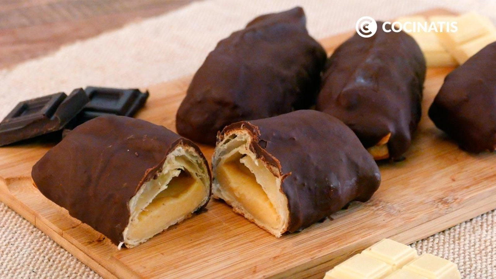 Receta de cañas de chocolate y crema Receta de cañas de chocolate y crema