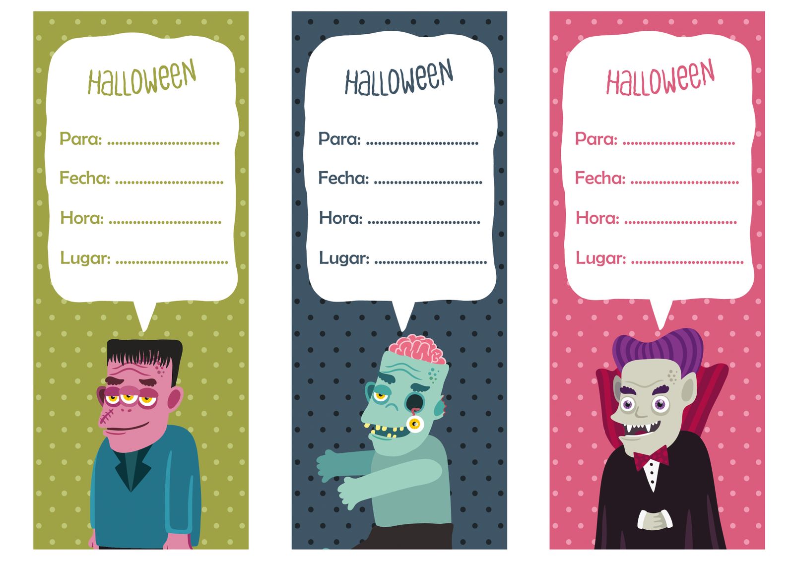 Tarjetas para una fiesta de Halloween   vertical 1