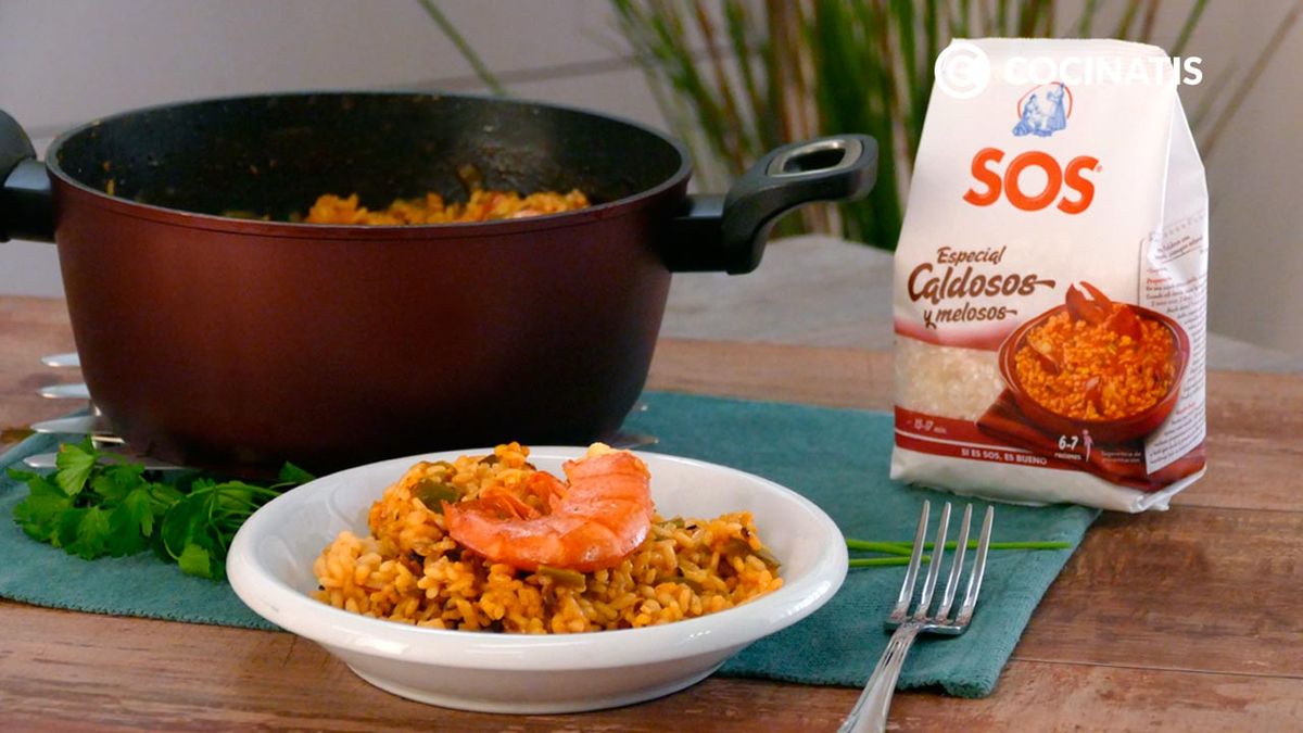 Receta de arroz meloso con gambones  paso 6