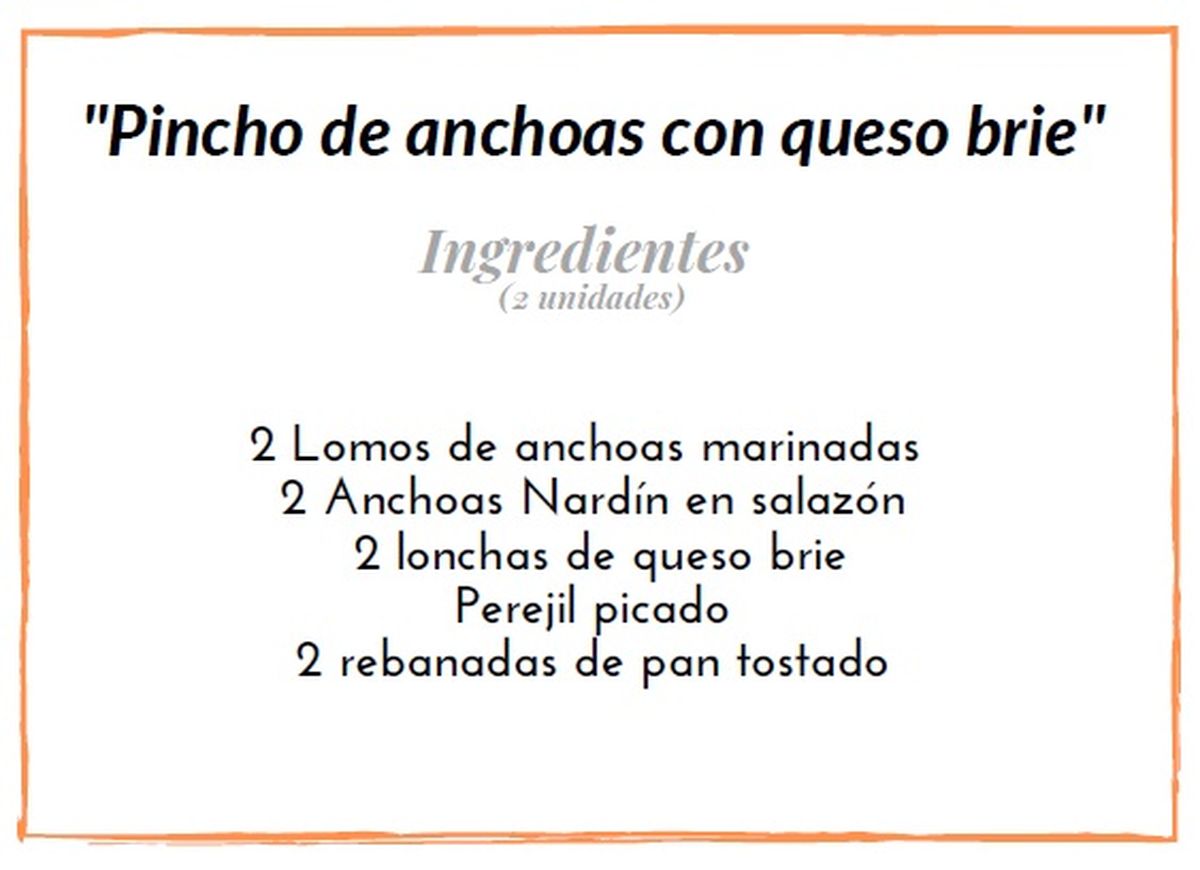 Pincho de anchoas con queso brie  ingredientes