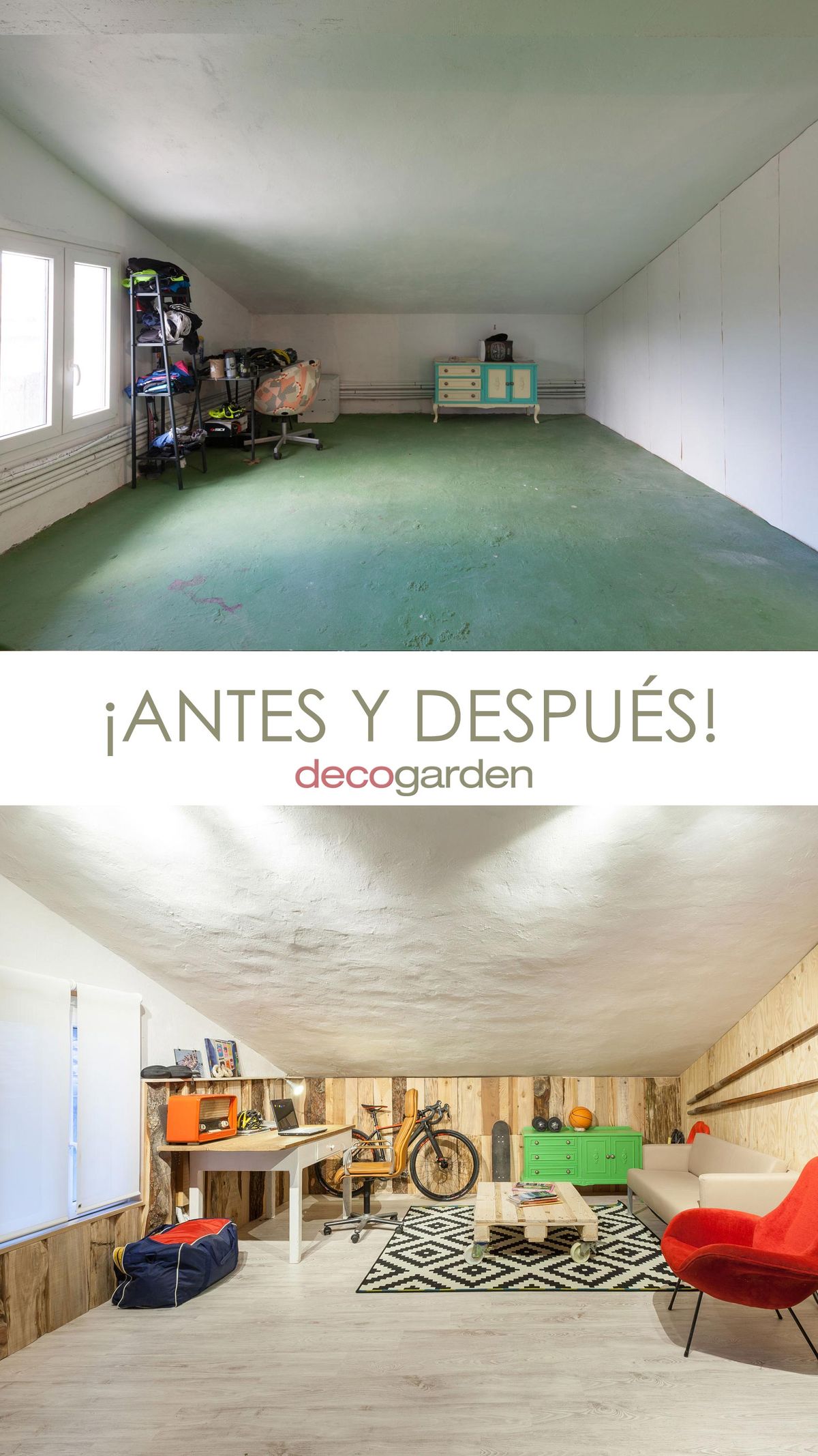 Decogarden 683 Convertir desvan en sala rustica antes despues