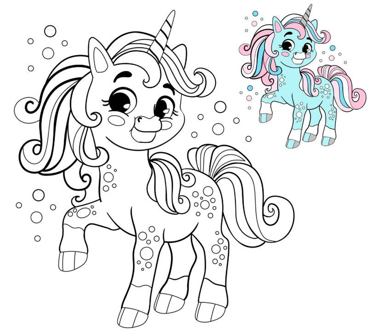 Unicornio para colorear, modelo 13.