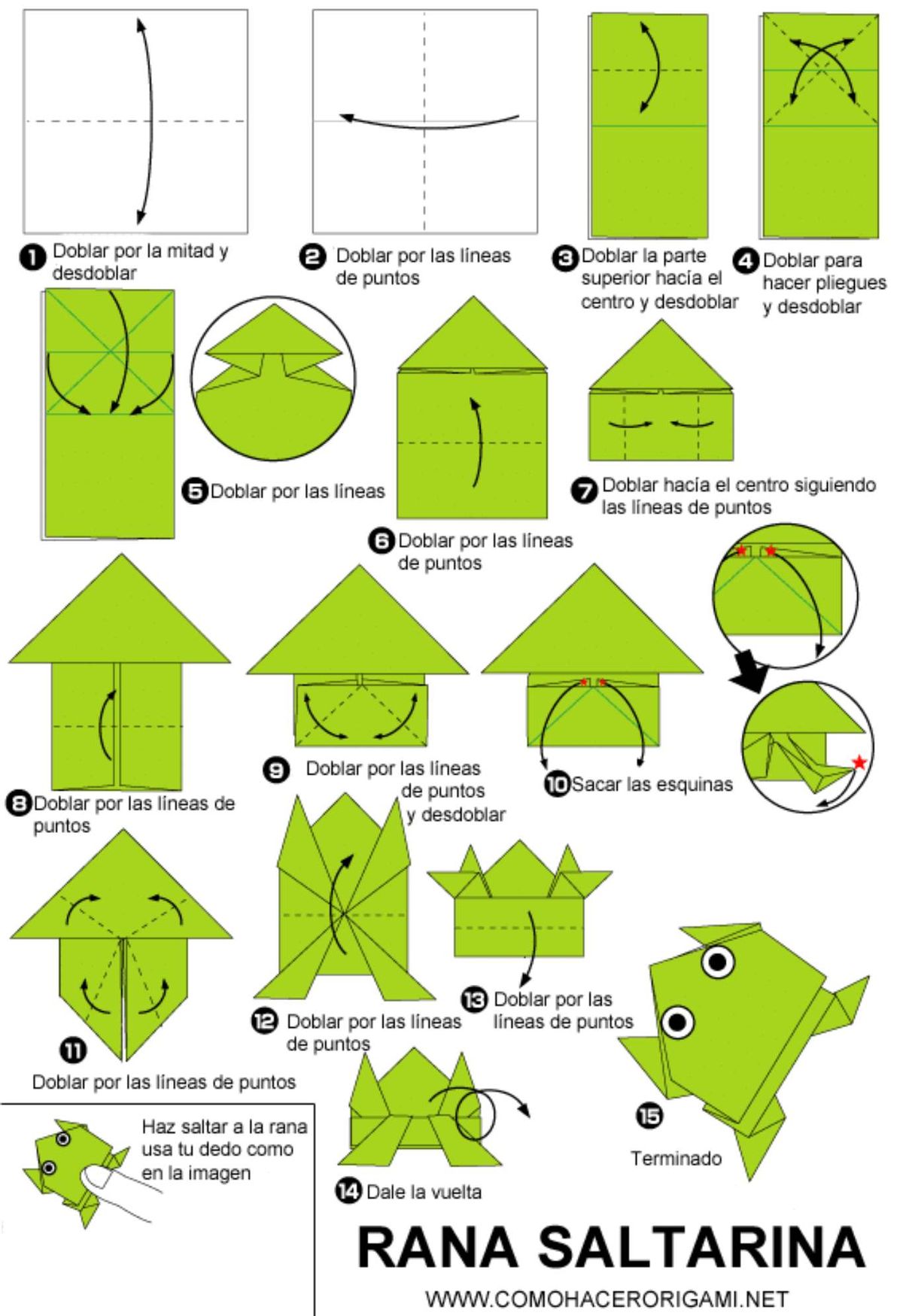Pasos para hacer una rana de papel