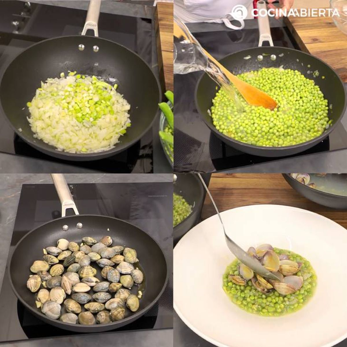 guisantes con almejas receta pasos