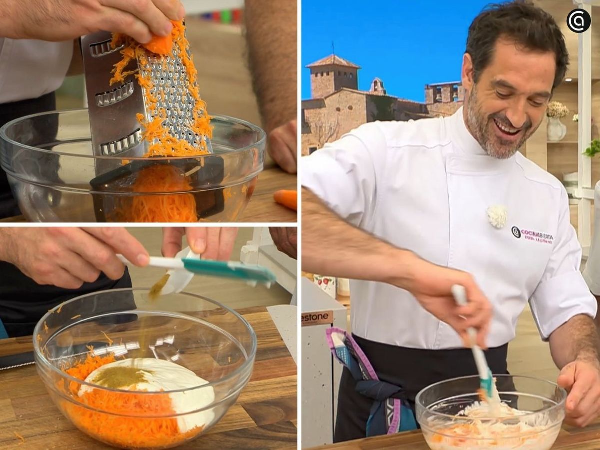 Mezcla la zanahoria rallada con el yogur y las especias