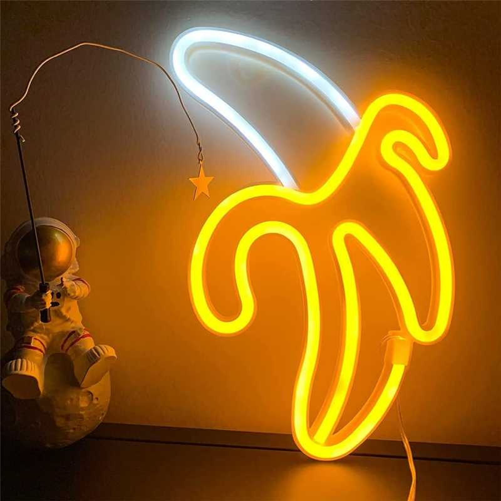 Luz de neón con forma de plátano. Luz de neón con forma de plátano.