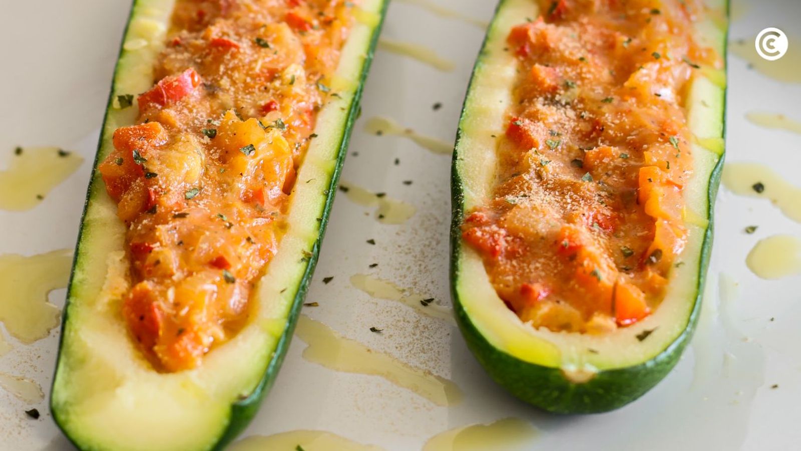 Recetas vegetarianas faciles- calabacines rellenos de verduras