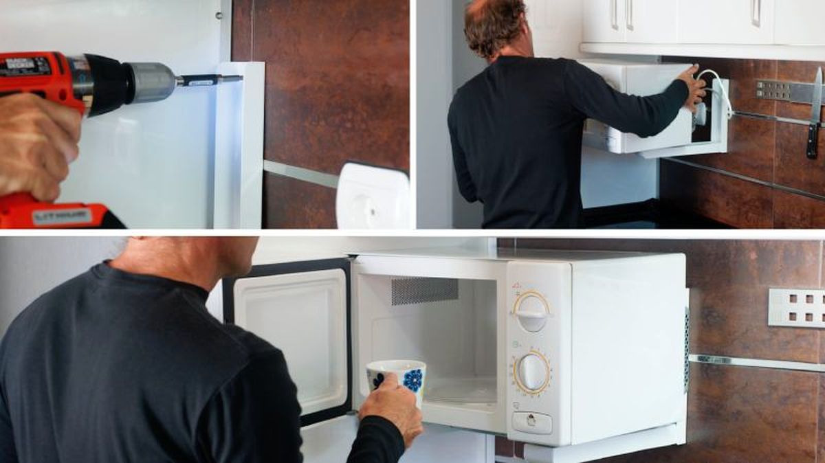 Resultado final de colocar soportes para el microondas