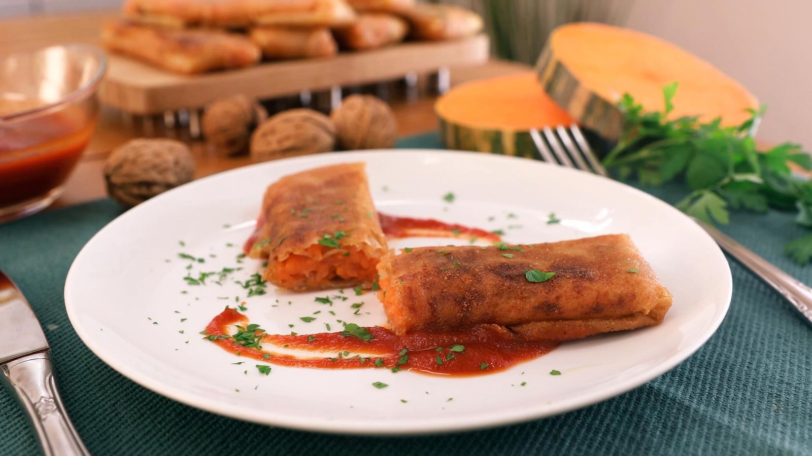 Rollitos de calabaza (receta vegana)