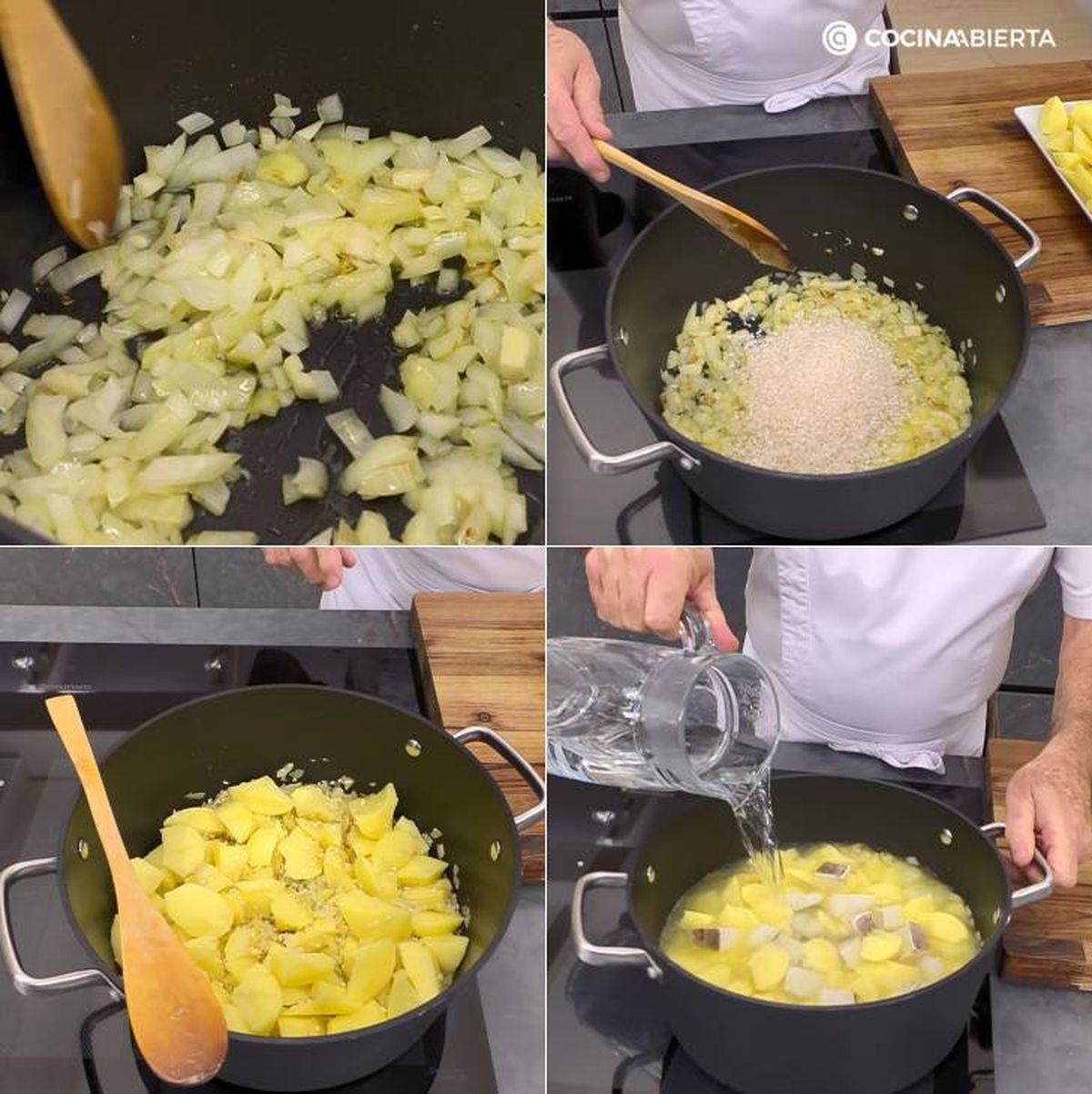 patatas bacalao arroz pasos