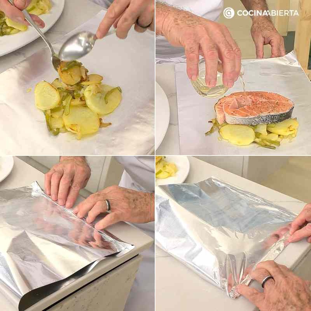 Pasos para preparar salmón en papillote