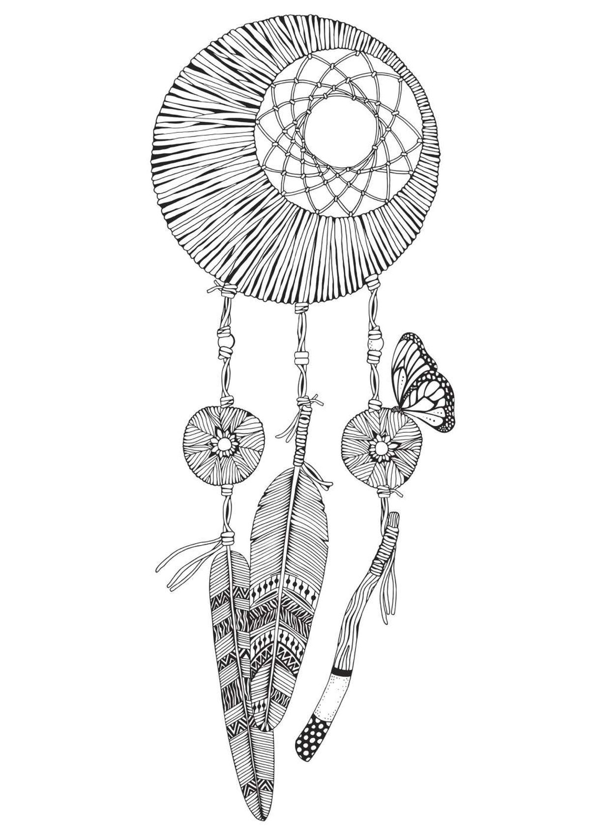 Atrapasueños para colorear modelo 6.