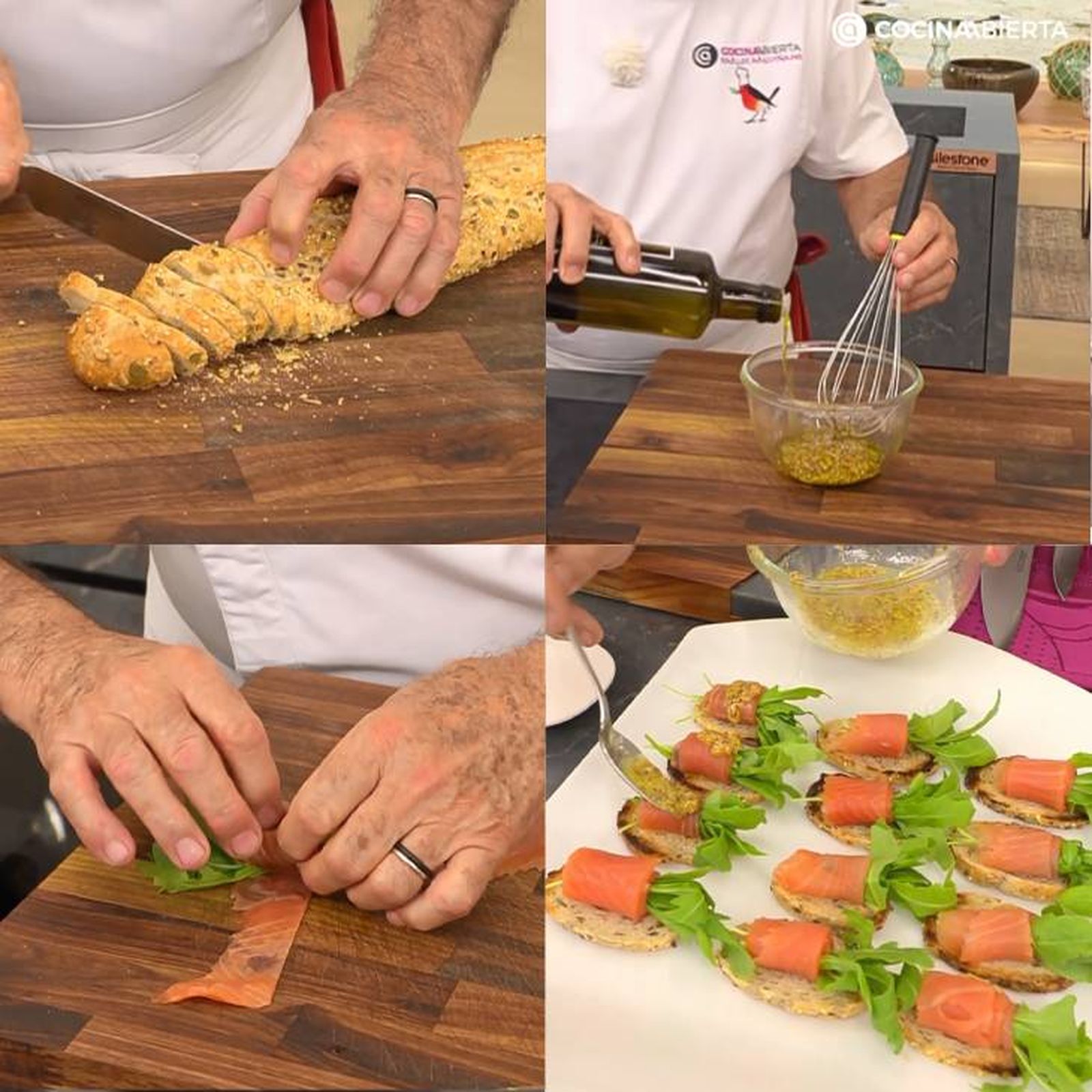 Paso a paso para hacer rollitos de salmón y rúcula Paso a paso para hacer rollitos de salmón y rúcula