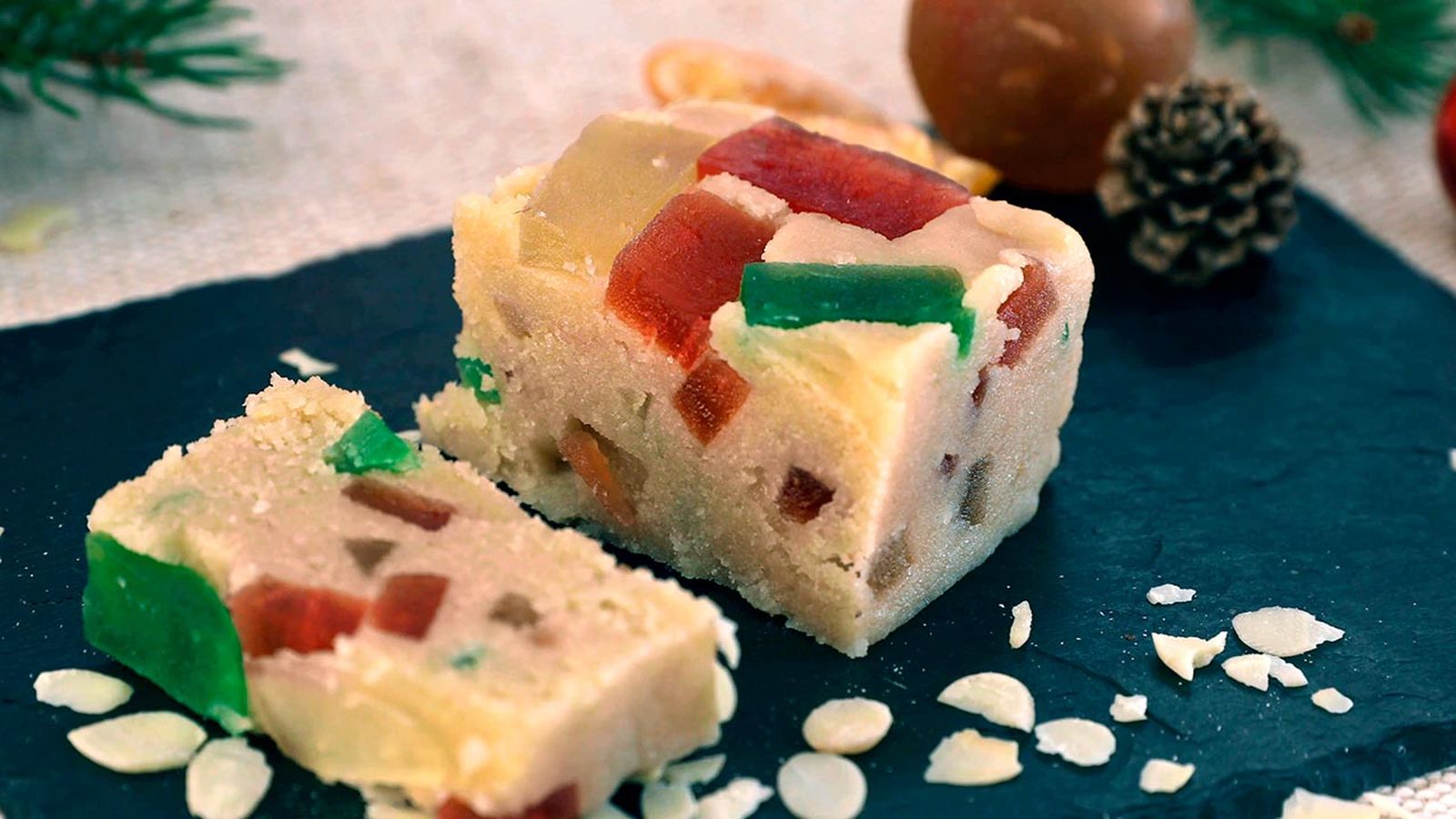 Receta de turrón de mazapán y frutas confitadas paso 6 Receta de turrón de mazapán y frutas confitadas paso 6