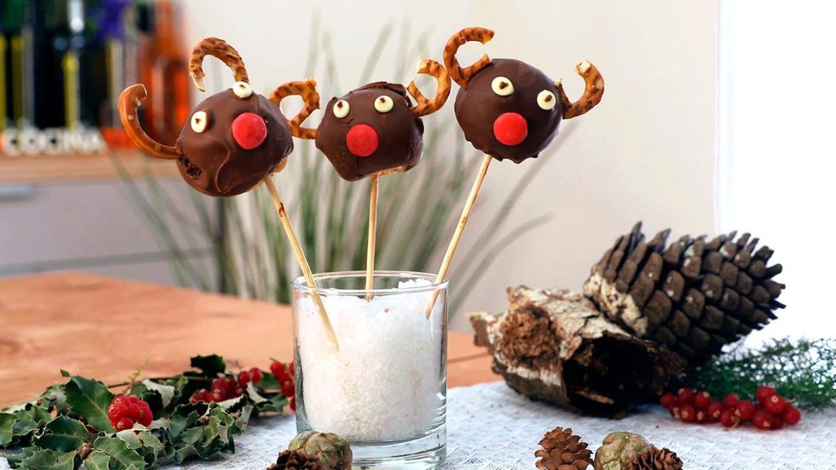 Cake pops de renos para Navidad