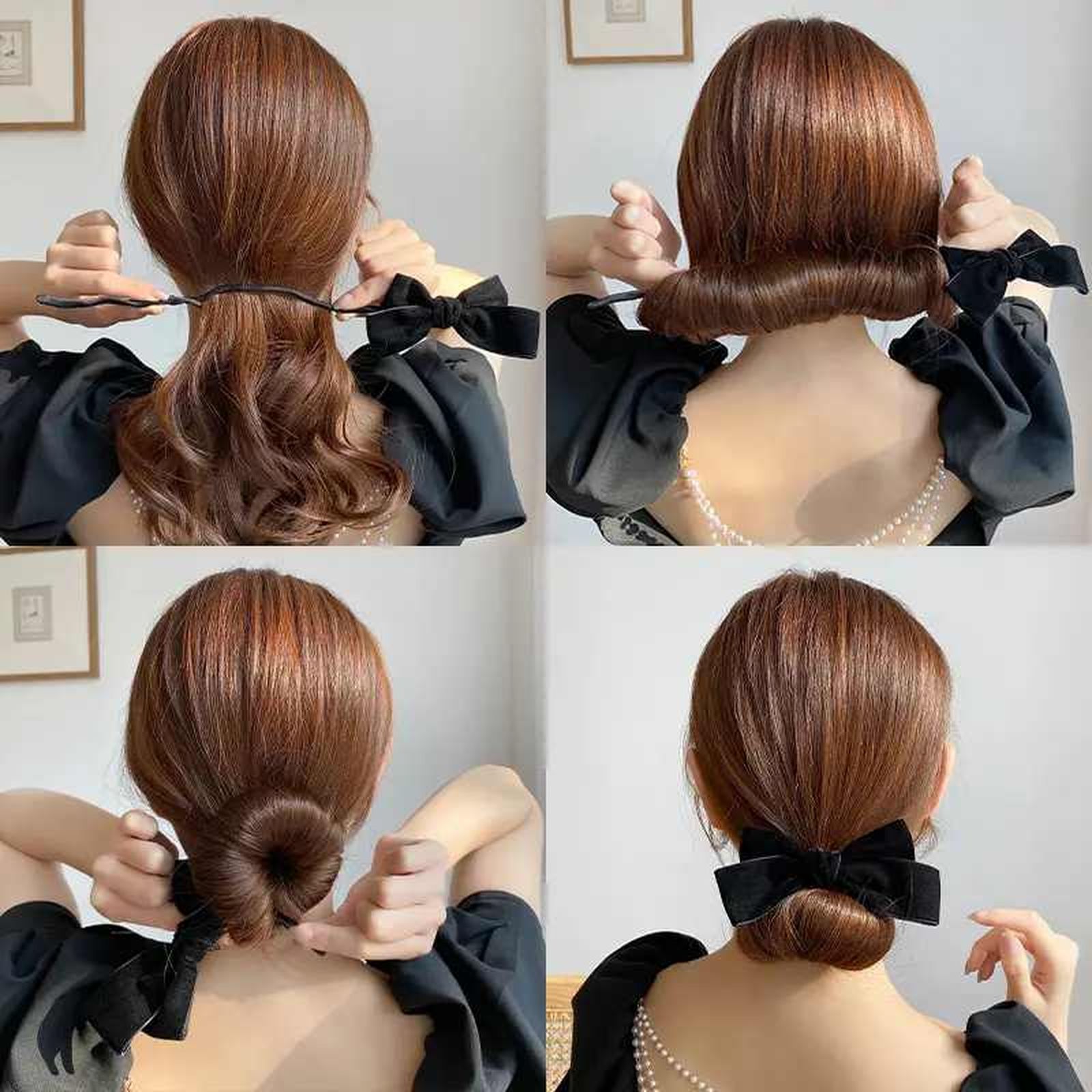 Accesorio con lazo de terciopelo para hacer moños de una manera fácil y rápida Accesorio con lazo de terciopelo para hacer moños de una manera fácil y rápida