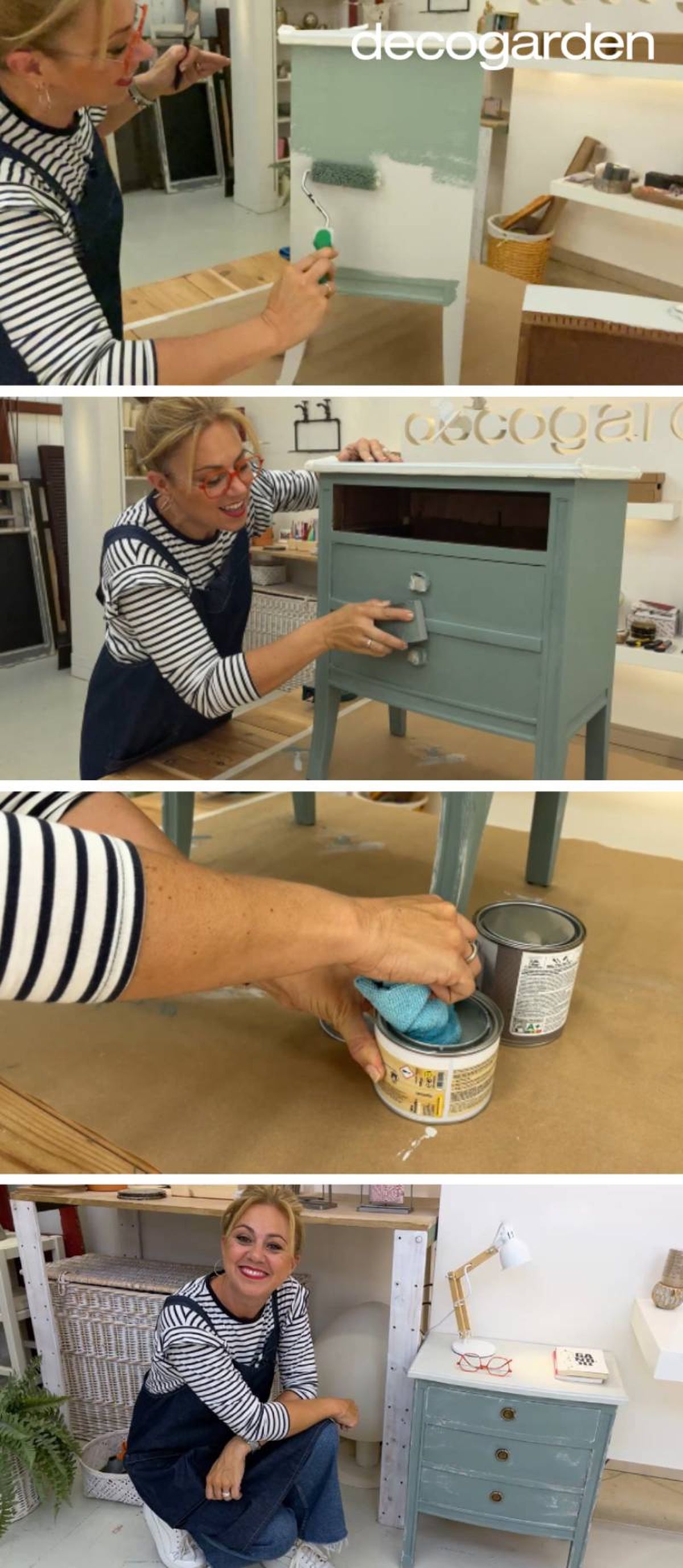 Cómo pintar muebles a la tiza (paso 9-12).