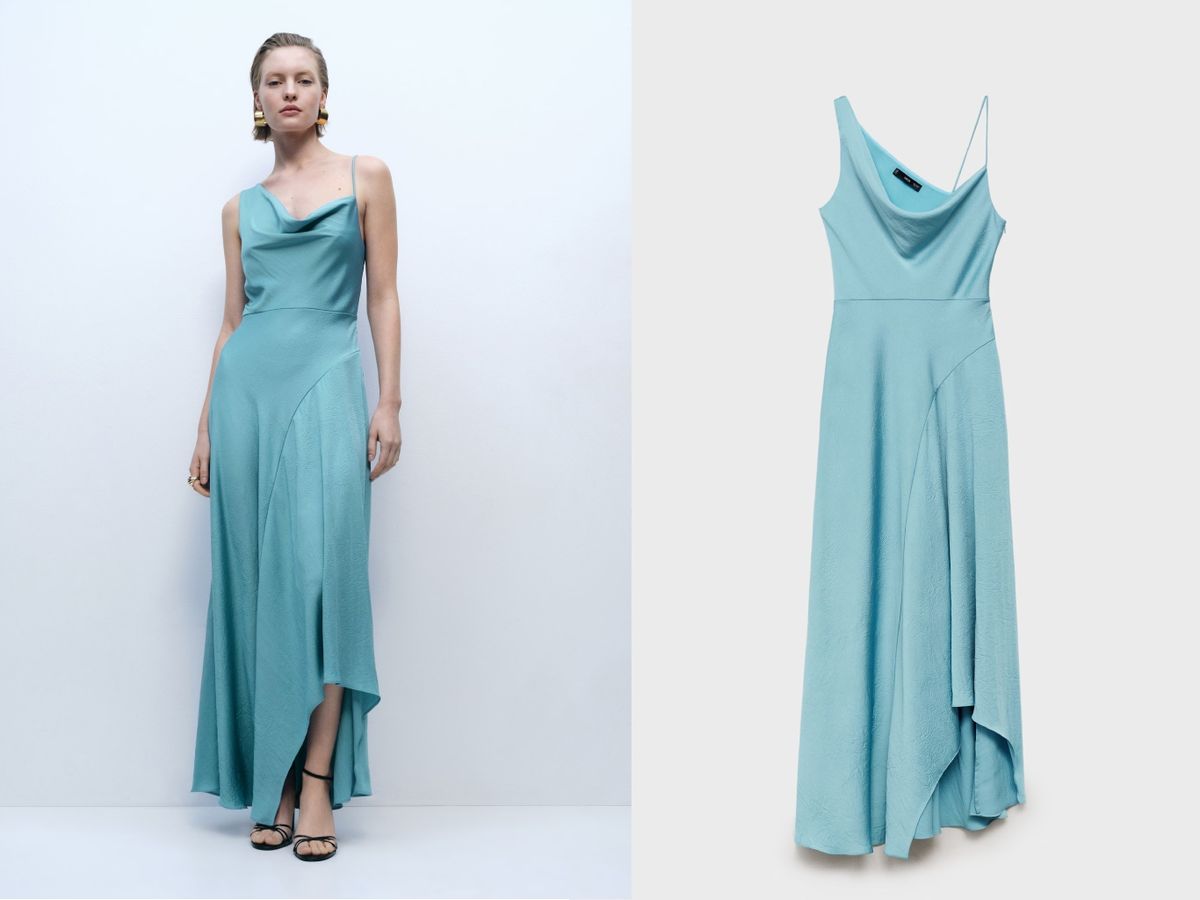 Vestido asimétrico satinado / Fotos: Mango