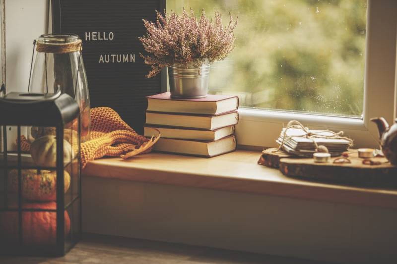 Alféizar de la ventana con libros. Alféizar de la ventana con libros.