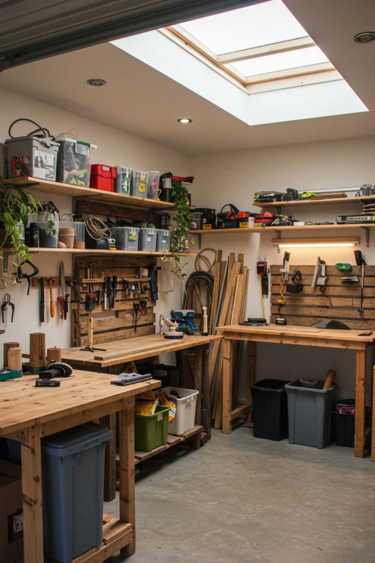 Taller de bricolaje limpio y organizado.