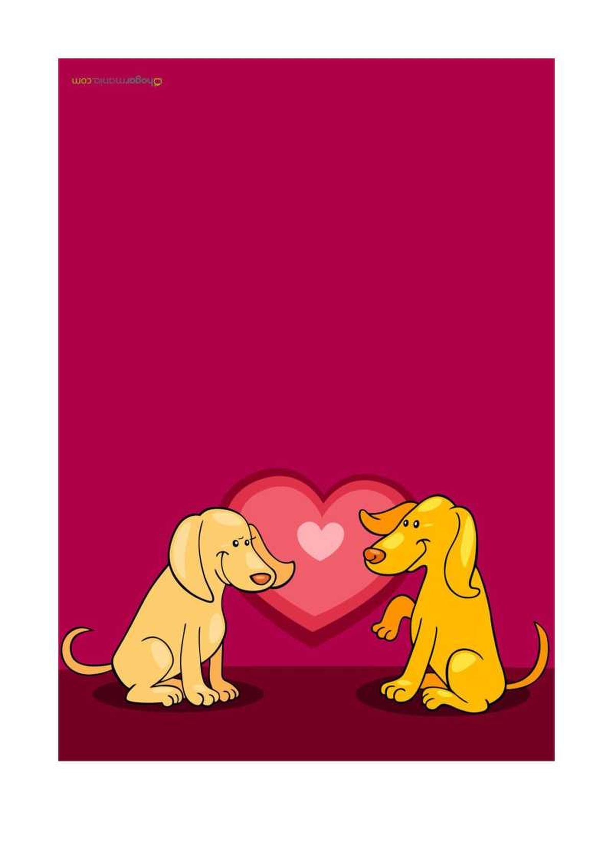 Tarjeta de San Valentín con dibujo de perros.