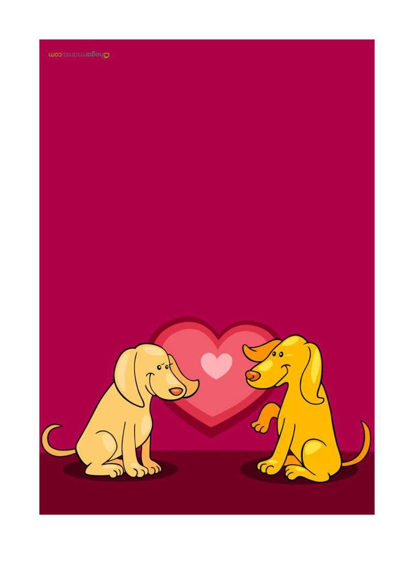 Tarjeta de San Valentín con dibujo de perros. Tarjeta de San Valentín con dibujo de perros.