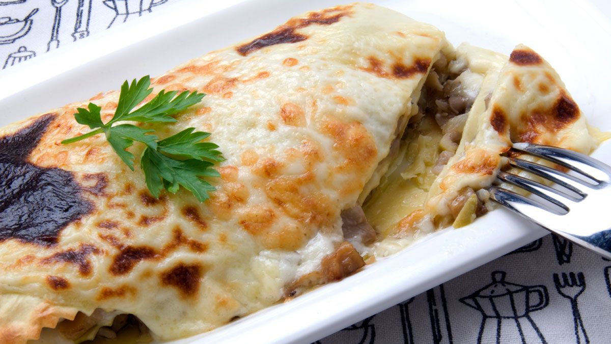 Lasaña de setas y queso