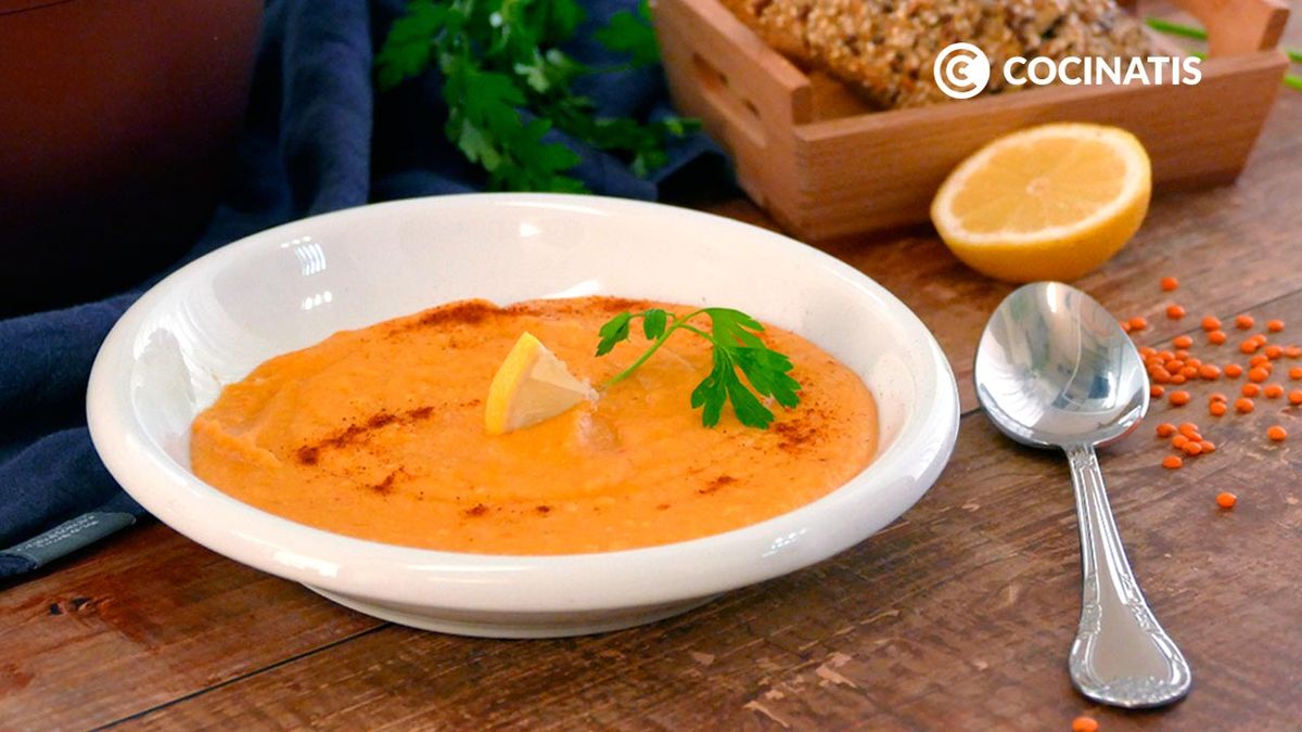 Receta de crema de lentejas rojas con verduras
