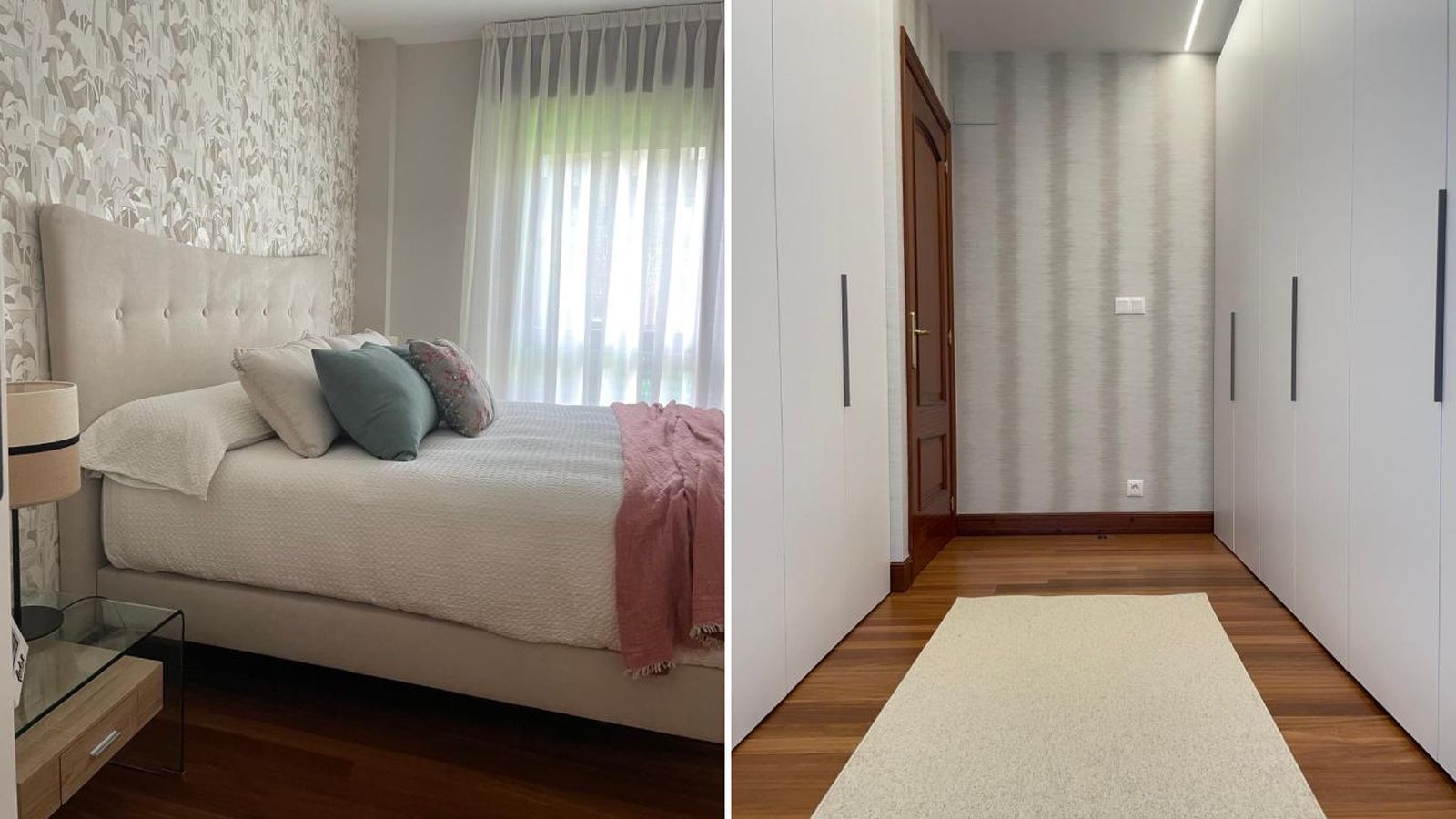 Dormitorio y vestidor de la habitación en suite.