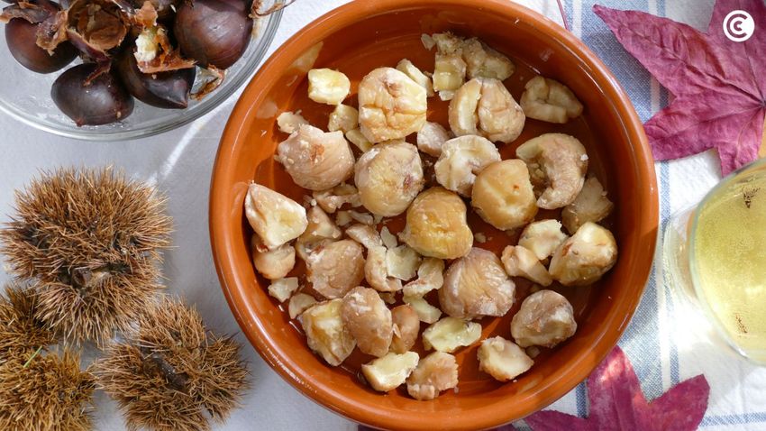 Castañas cocidas, crudas y asadas