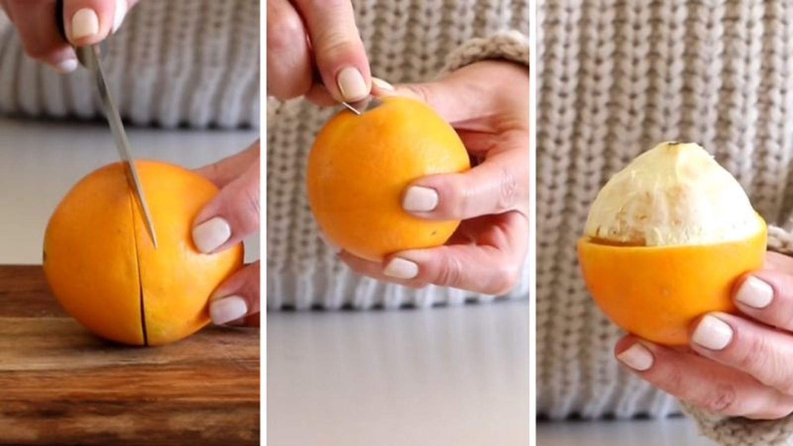 Cómo pelar una naranja con una cuchara Cómo pelar una naranja con una cuchara