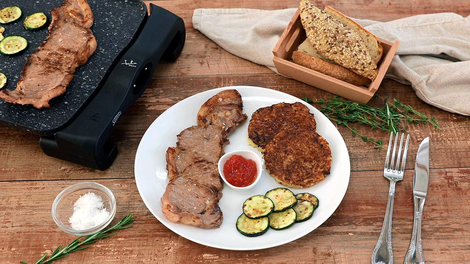 Receta de entrecot a la plancha con rösti de patata y calabacín paso 6 Receta de entrecot a la plancha con rösti de patata y calabacín paso 6