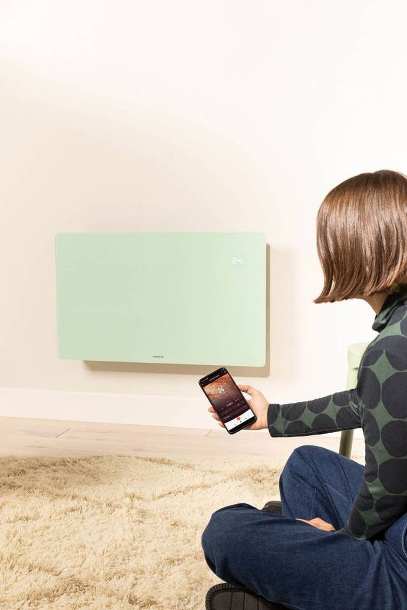 convector electrico verde menta sin ruedas