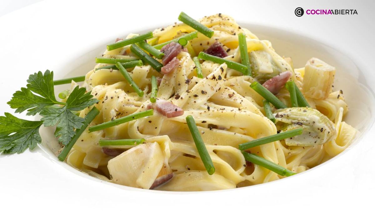 tallarines frescos con puerros y jamon receta karl7244